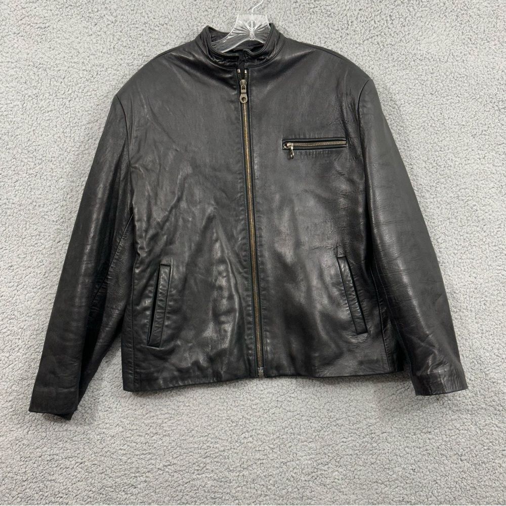 Fog City Black Full Zip Leather Motorcycle Jacket Women M PreOwned